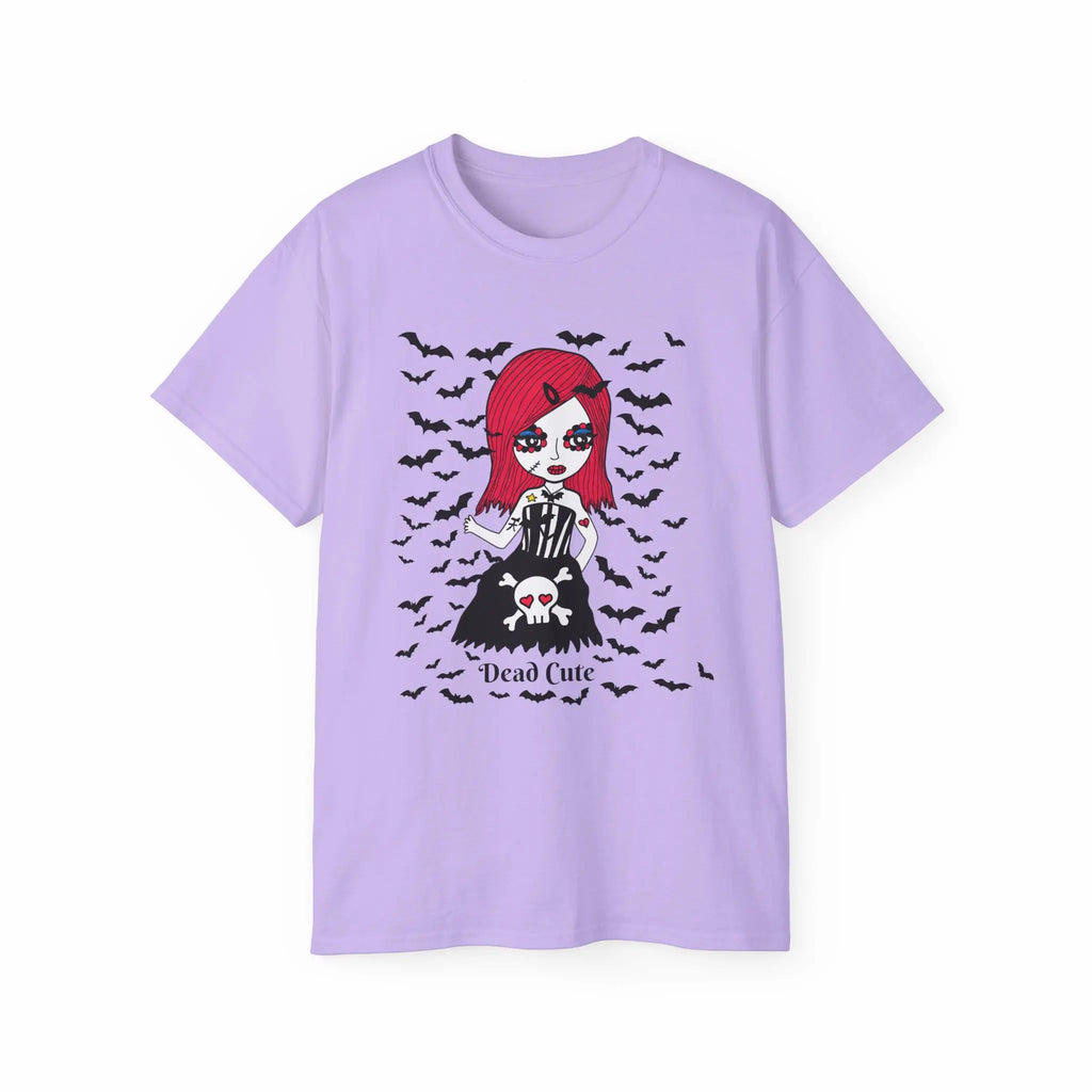Dead Cute Goth Girl T-Shirt — Red-Haired Girl with Bats