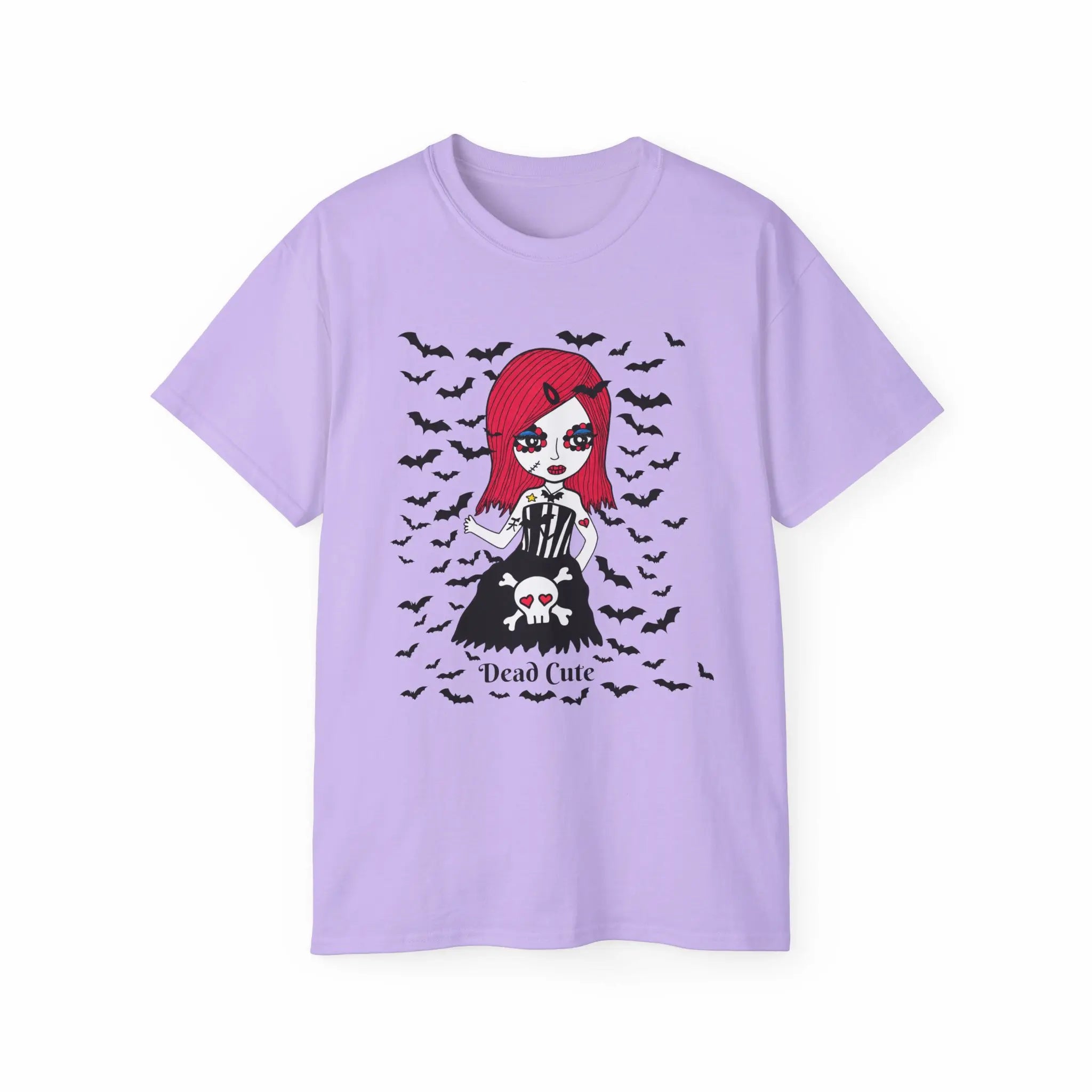 Dead Cute Goth Girl T-Shirt — Red-Haired Girl with Bats