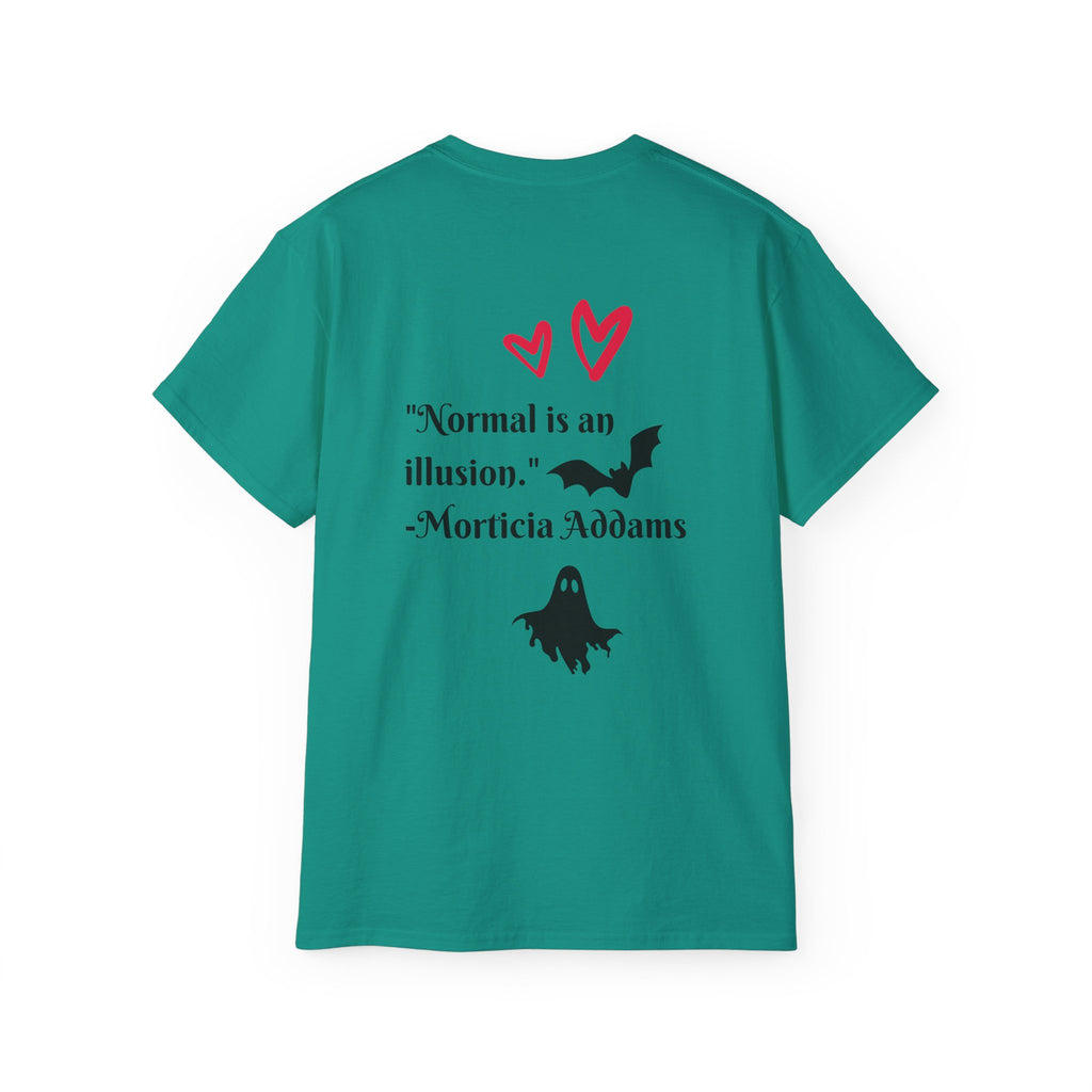 Dead Cute Goth T-Shirt — "Normal Is An Illusion" Morticia‑Style Tee