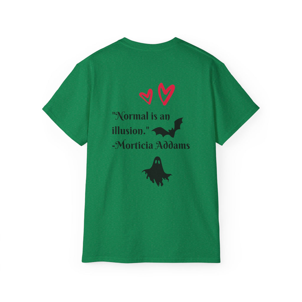 Dead Cute Goth T-Shirt — "Normal Is An Illusion" Morticia‑Style Tee