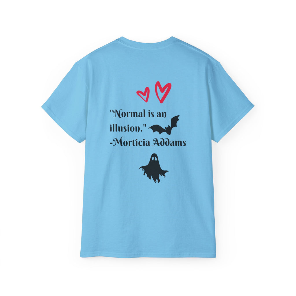 Dead Cute Goth T-Shirt — "Normal Is An Illusion" Morticia‑Style Tee