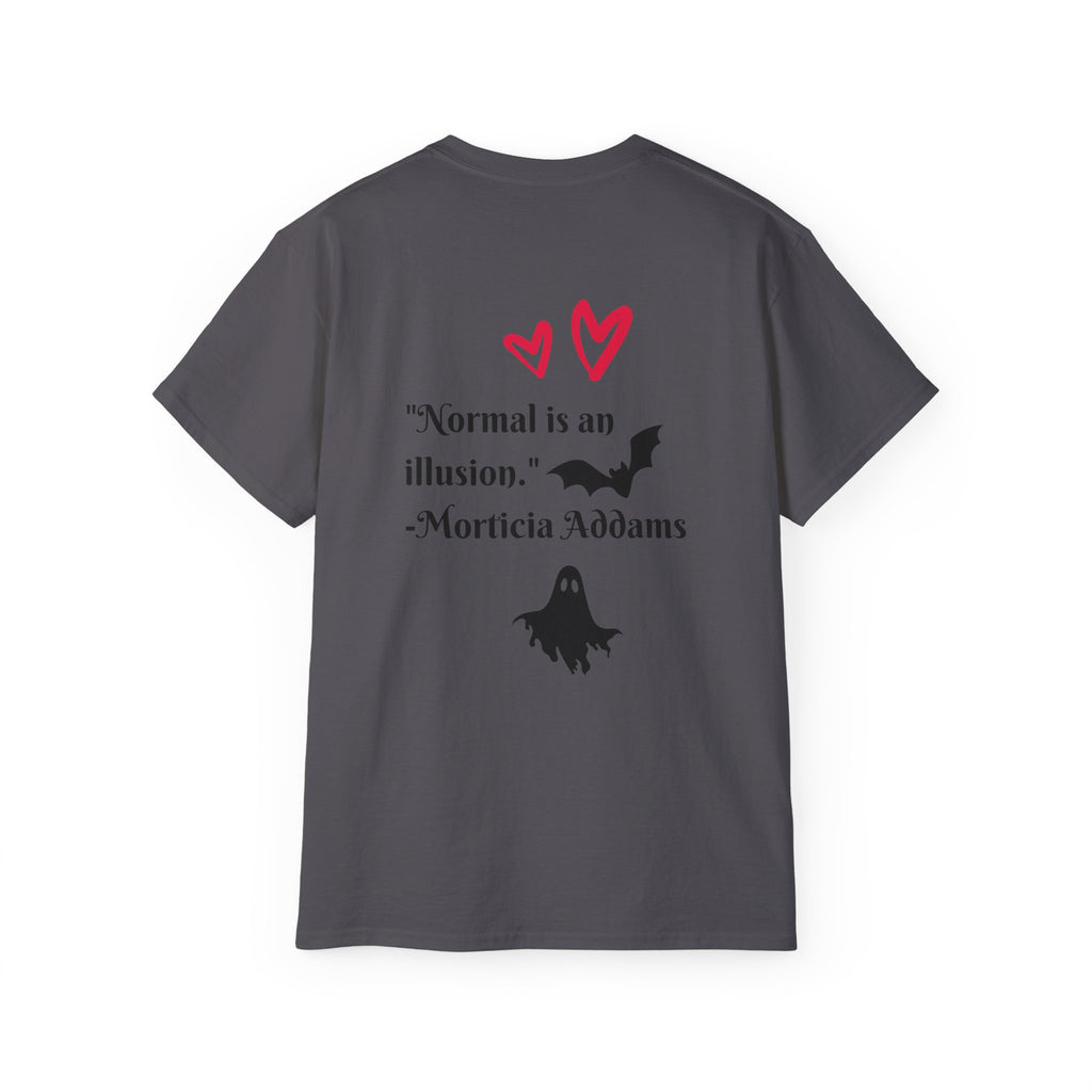 Dead Cute Goth T-Shirt — "Normal Is An Illusion" Morticia‑Style Tee