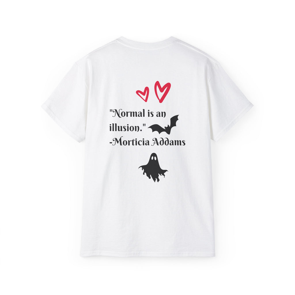 Dead Cute Goth T-Shirt — "Normal Is An Illusion" Morticia‑Style Tee