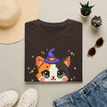 Unisex Cat Witch T-Shirt — Cute Calico Kitten in Witch Hat Pixel Art T-Shirt