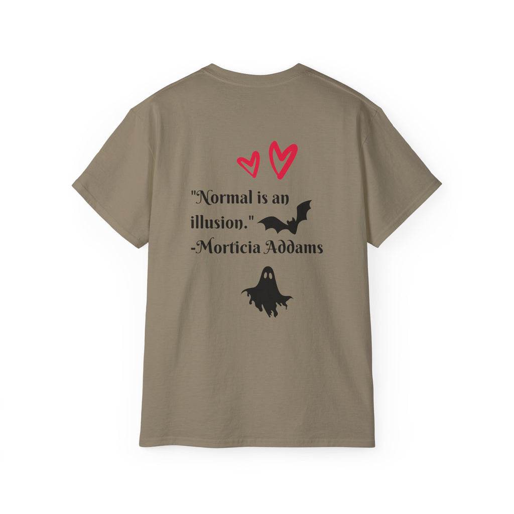 Dead Cute Goth T-Shirt — "Normal Is An Illusion" Morticia‑Style Tee