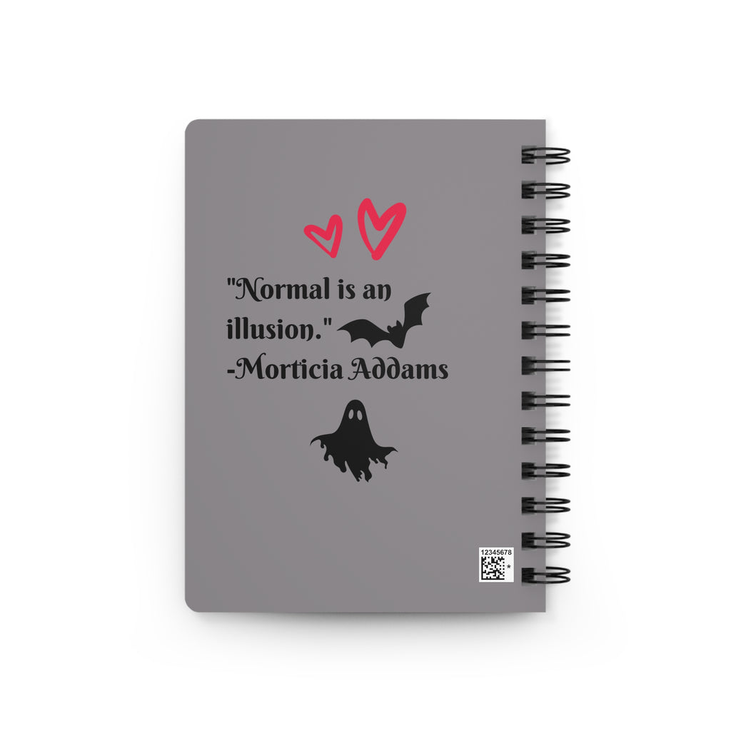 Spiral Journal — Cute Gothic "Stay Spooky" Notebook (Morticia Quote, Bats)