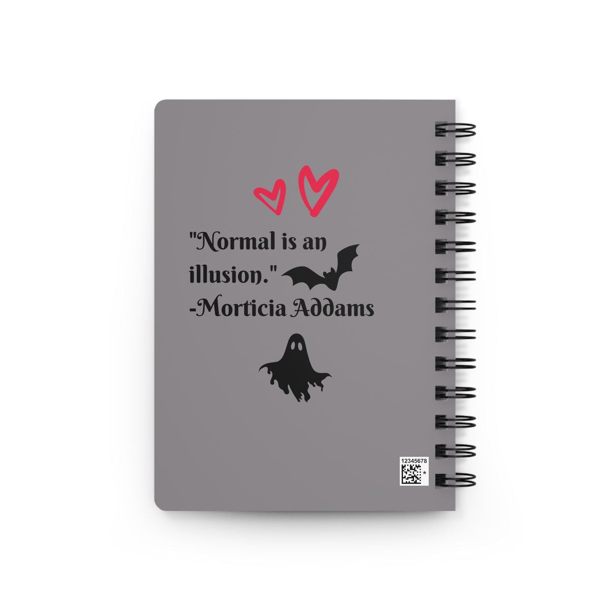 Spiral Journal — Cute Gothic "Stay Spooky" Notebook (Morticia Quote, Bats)