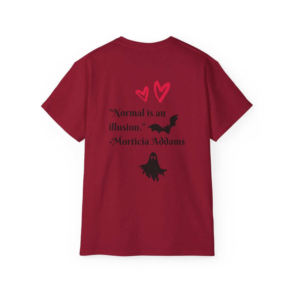 Dead Cute Goth T-Shirt — "Normal Is An Illusion" Morticia‑Style Tee